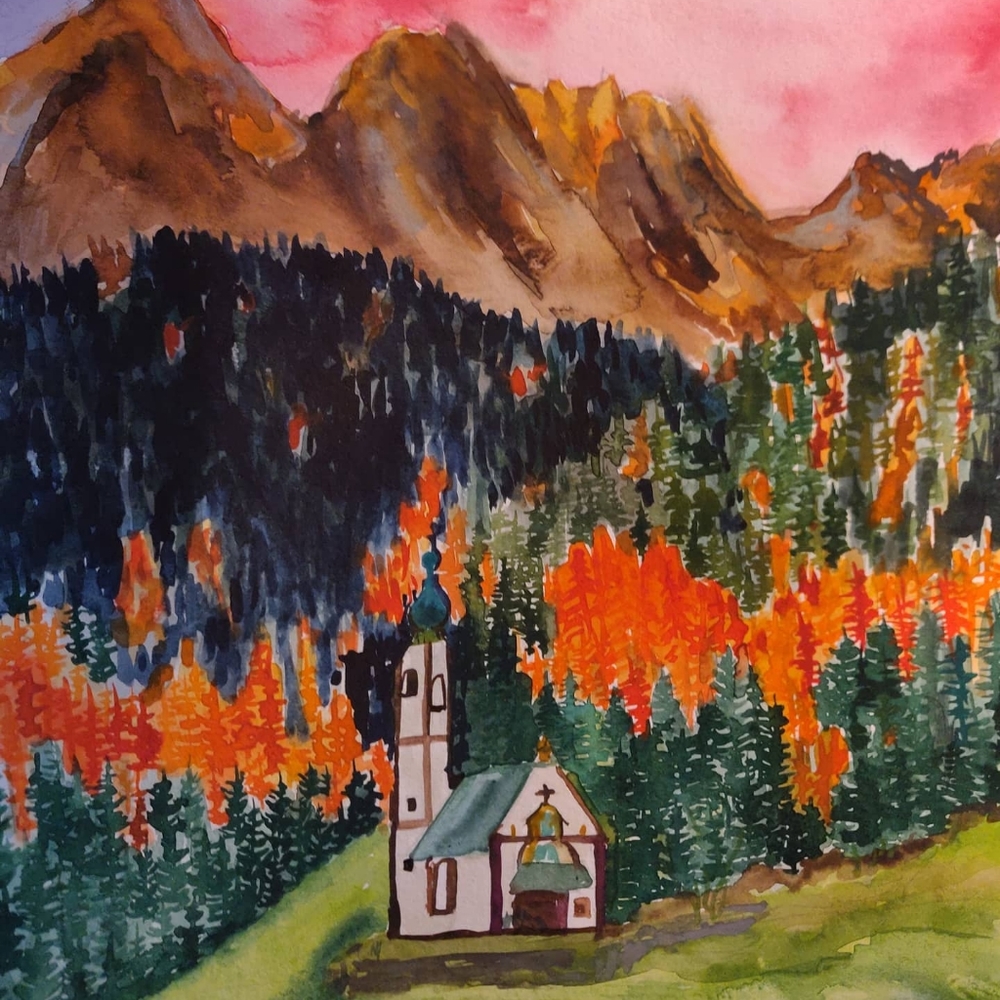 Watercolor painting fall 🌲🌲🌲